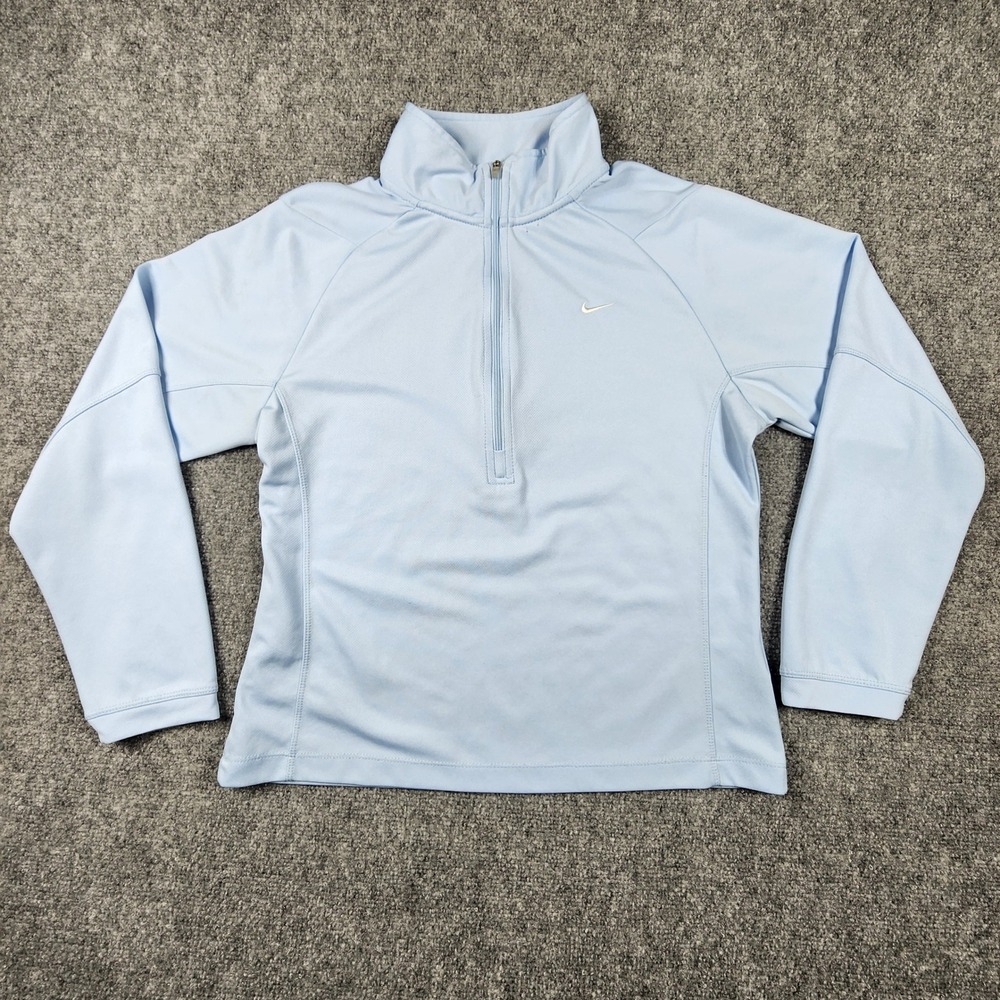Nike Performance Womens Quarter Zip Pullover Light Blue Size M Running Top‎